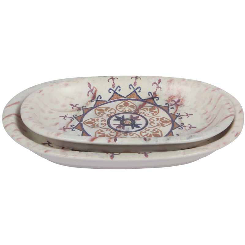 Ceramic Serving Platter. (Set of 2) Appetizer Salad Snack Plates.