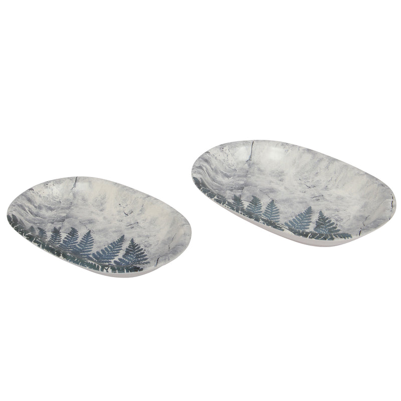 Mezze Platter. Ceramic Salad Appetizer Dishes. Decorative Pine Marbled Pattern. (Set of 2)
