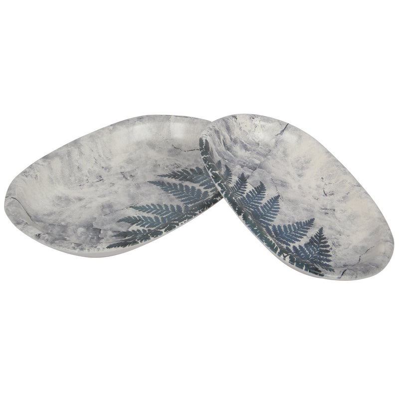 Ceramic Serving Platter. Salad Appetizer Dishes. Decorative Pine Marbled Pattern. (Set of 4)