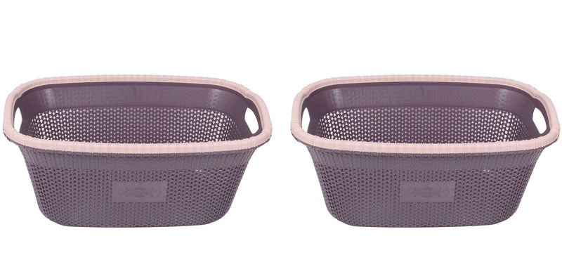 2x Rattan Style Rectangular Laundry Basket