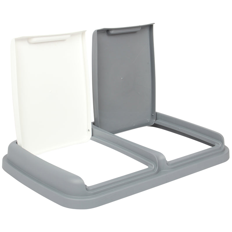 Double Rubbish Waste Bin Lid. Replacement Flat Lids. (Grey & White)