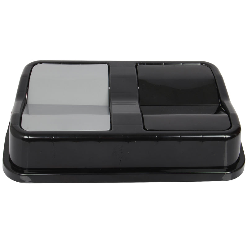 Double Rubbish Waste Bin Lid. Butterfly Replacement Lids. (Black & Grey)