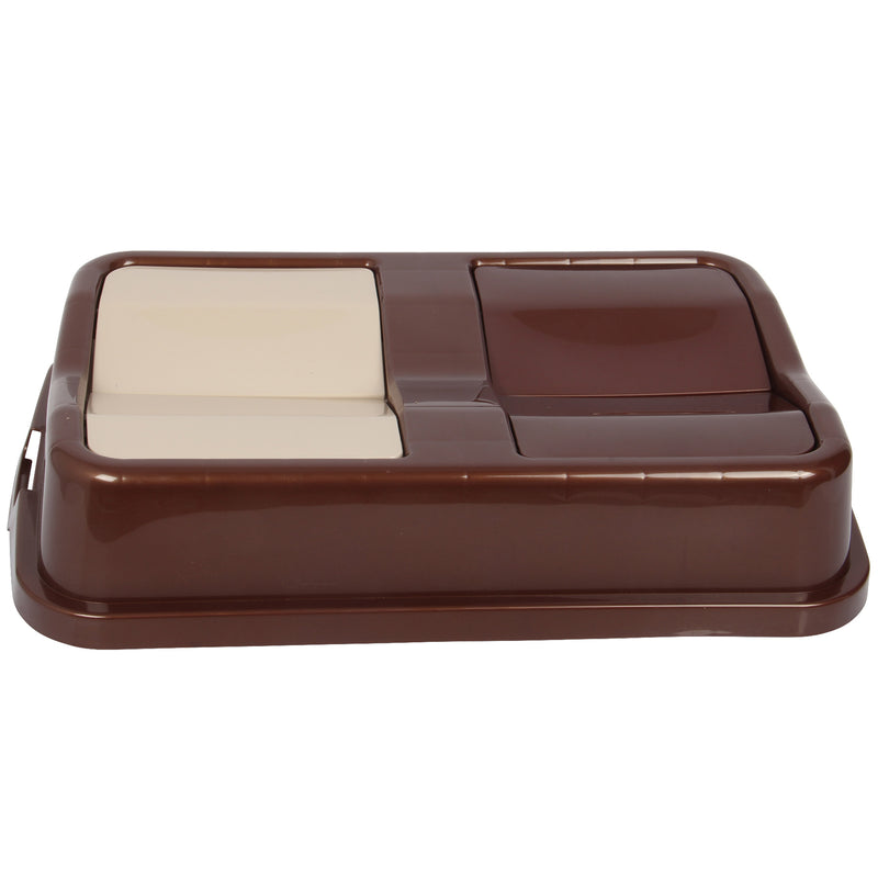 Double Rubbish Waste Bin Lid. Butterfly Replacement Lids. (Beige & Brown)