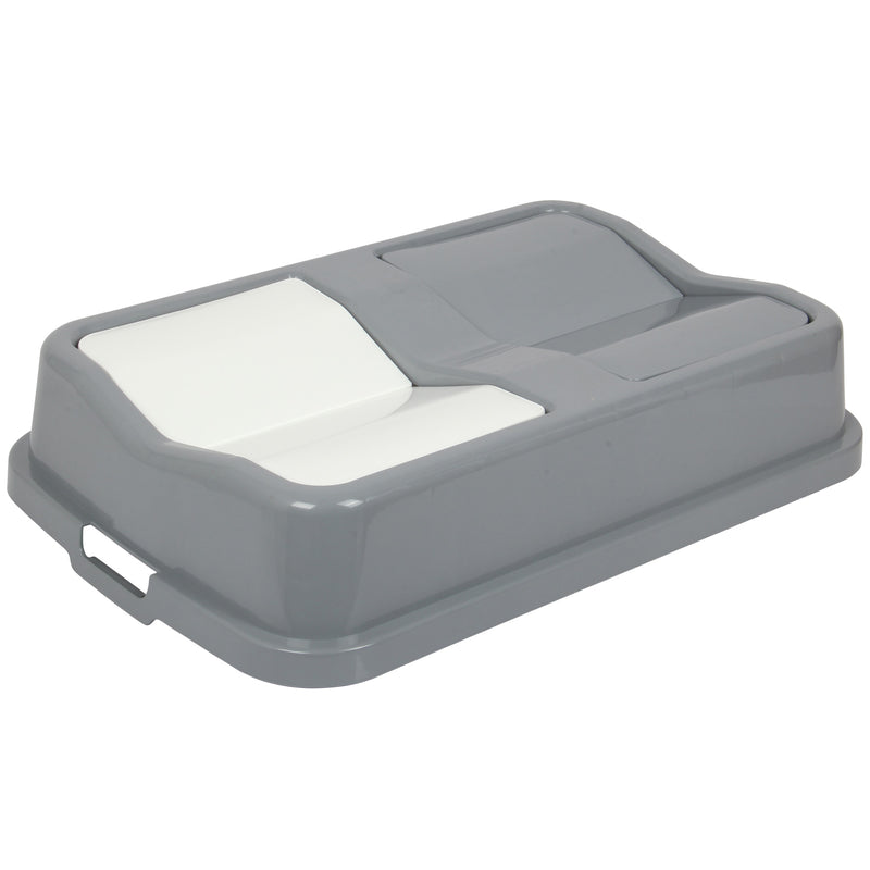 Double Rubbish Waste Bin Lid. Butterfly Replacement Lids. (Grey & White)