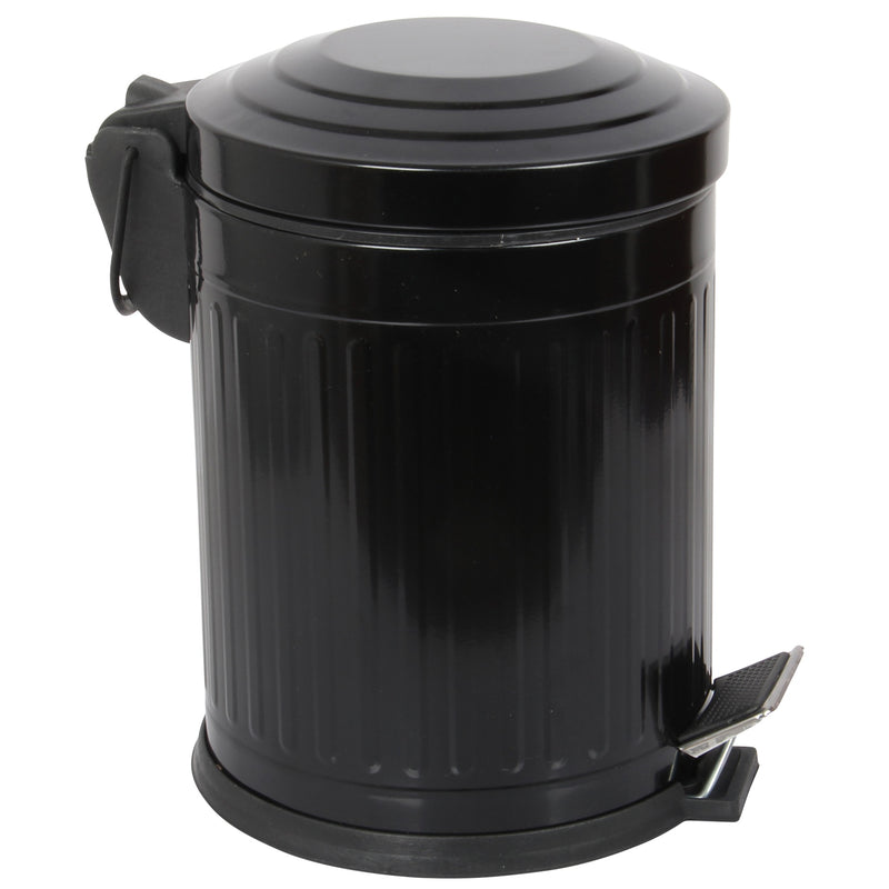 5L Pedal Bin with Soft Close Lid. Removable Bucket. Waste Dustbin. (Black)