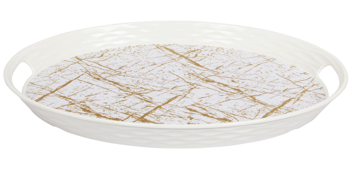 Serving Tray with Handle. Food Drink Tray. Decorative Marble Pattern Tray. (34x44 cm)
