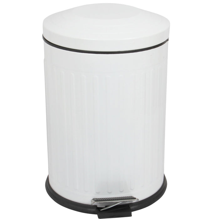 12L Pedal Bin with Soft Close Lid. Removable Bucket. Waste Dustbin. (White)