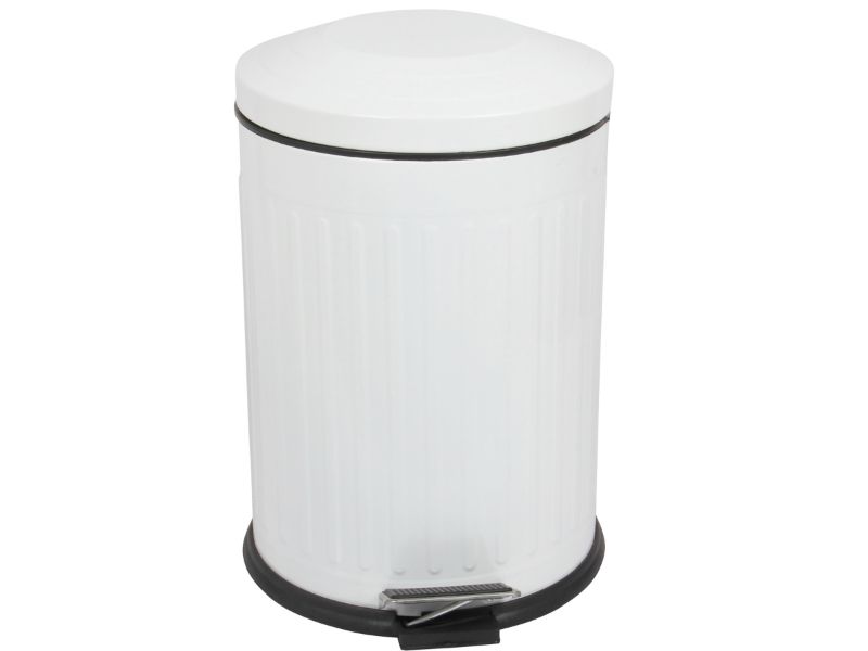 12L Pedal Bin with Soft Close Lid. Removable Bucket. Waste Dustbin. (White)