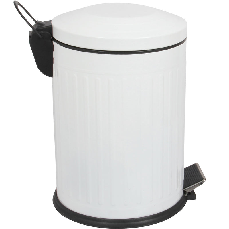 12L Pedal Bin with Soft Close Lid. Removable Bucket. Waste Dustbin. (White)