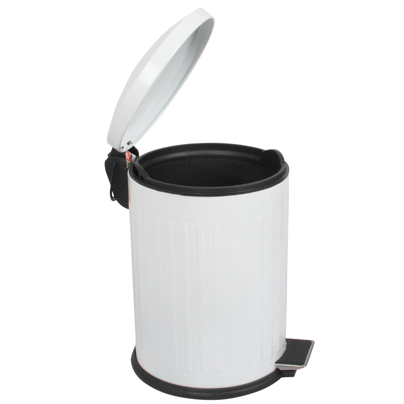 12L Pedal Bin with Soft Close Lid. Removable Bucket. Waste Dustbin. (White)