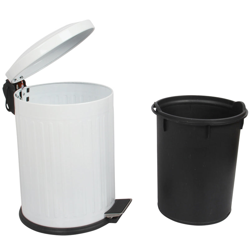 12L Pedal Bin with Soft Close Lid. Removable Bucket. Waste Dustbin. (White)