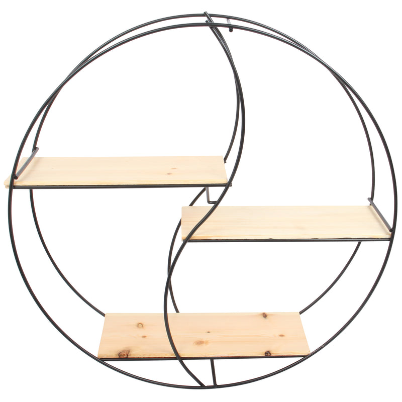 Wall Shelf Round with 3 Levels. Floating Shelves Natural Wood. Circle Shelf.