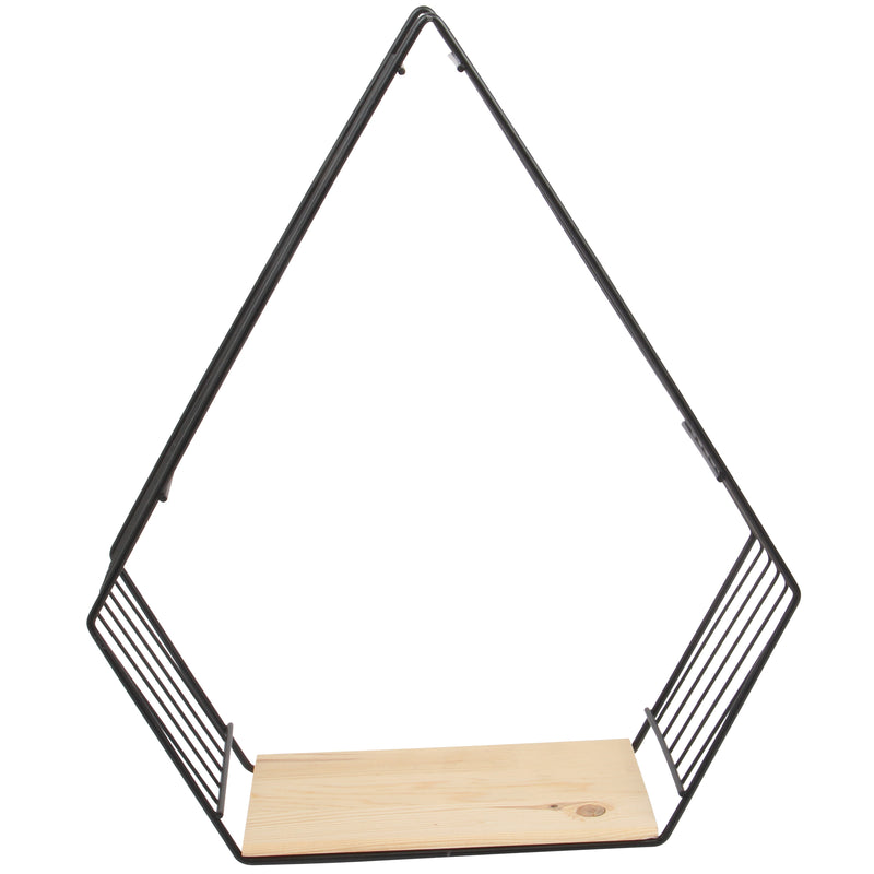 Pyramid Wall Shelf. Floating Shelves Natural Wood. Triangle Decor Shelf. (Black)