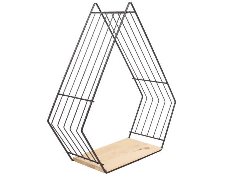 Pyramid Wall Shelf. Floating Shelves Natural Wood. Triangle Decor Shelf. (Black)