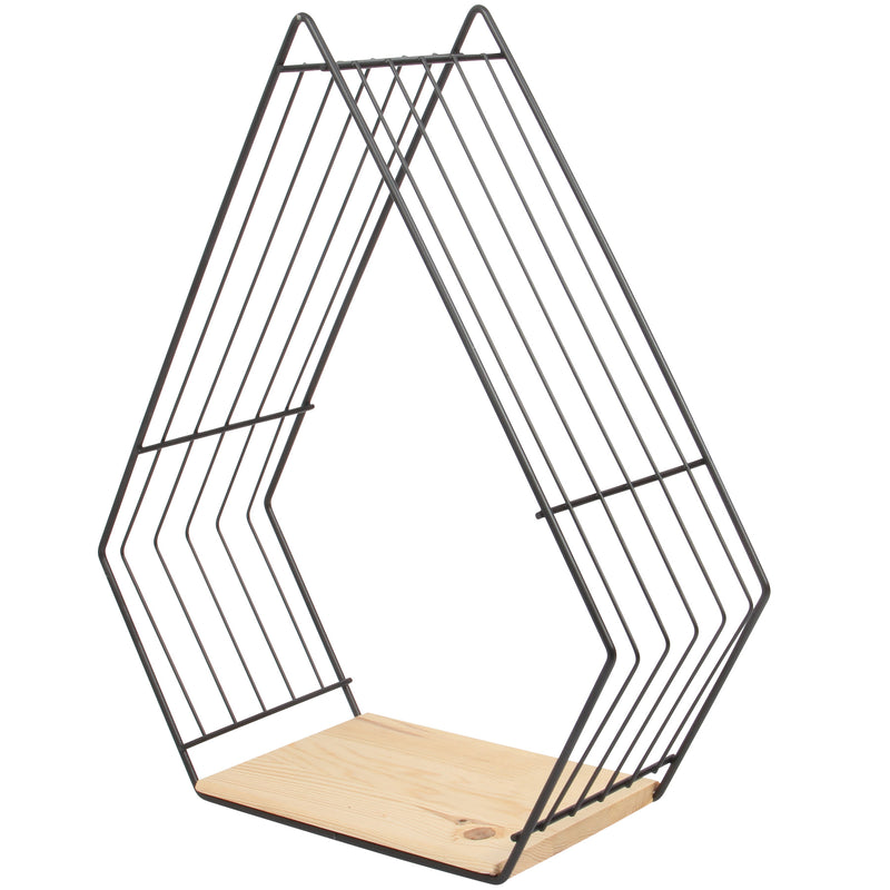 Pyramid Wall Shelf. Floating Shelves Natural Wood. Triangle Decor Shelf. (Black)