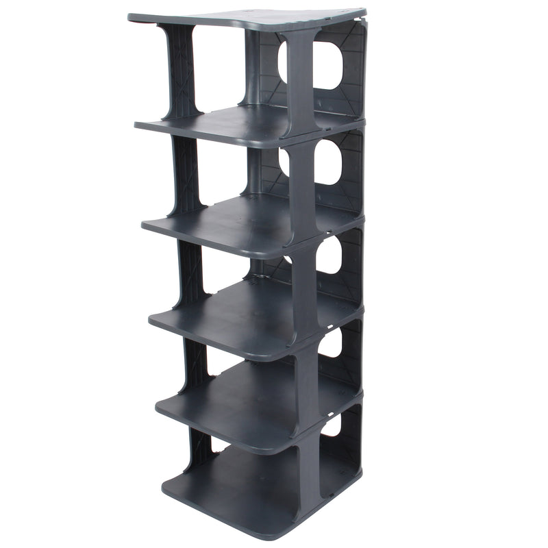 6 Tier Slim Shoe Rack. Plastic Portable Shoe Organizer Storage. Free Standing.