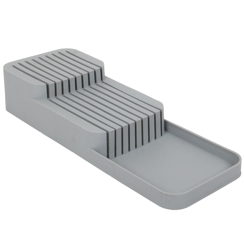 Knife Organiser. 2-Tier Horizontal Knife Block. Drawer Organizer. (Grey)