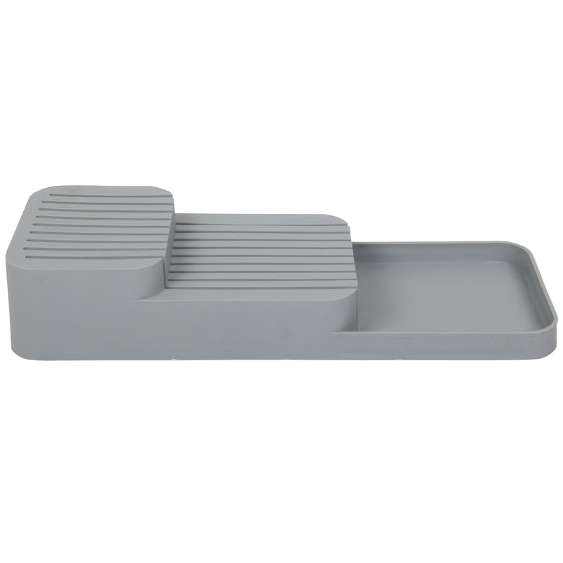 Knife Organiser. 2-Tier Horizontal Knife Block. Drawer Organizer. (Grey)