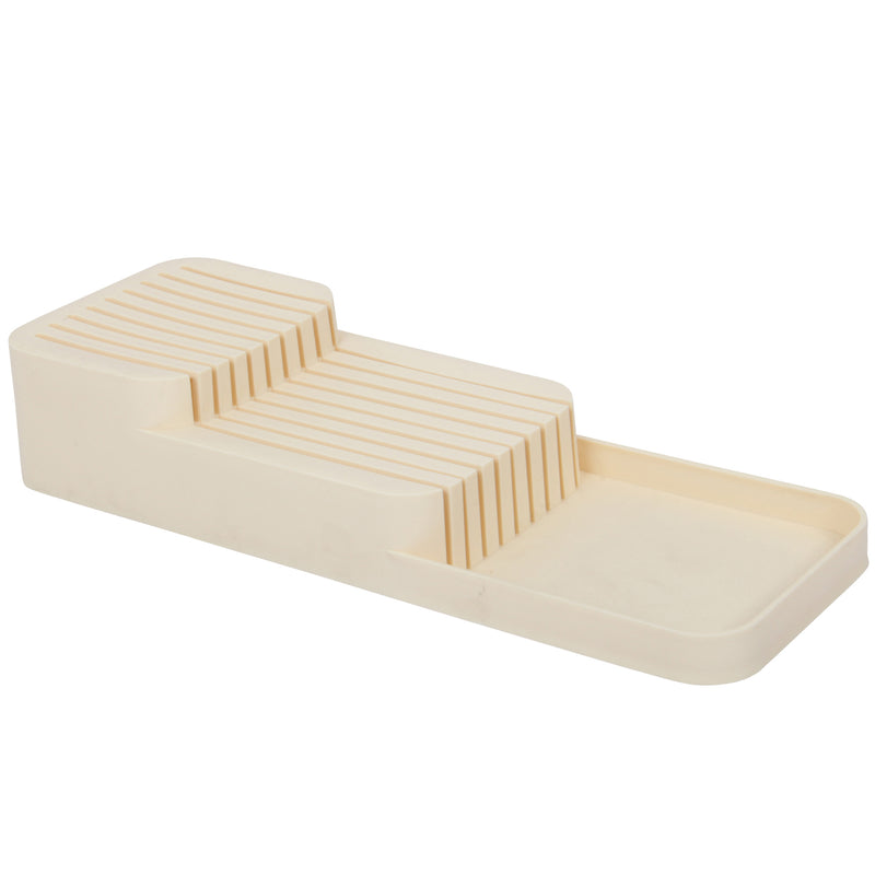 Knife Organiser. 2-Tier Horizontal Knife Block. Drawer Organizer. (Cream)