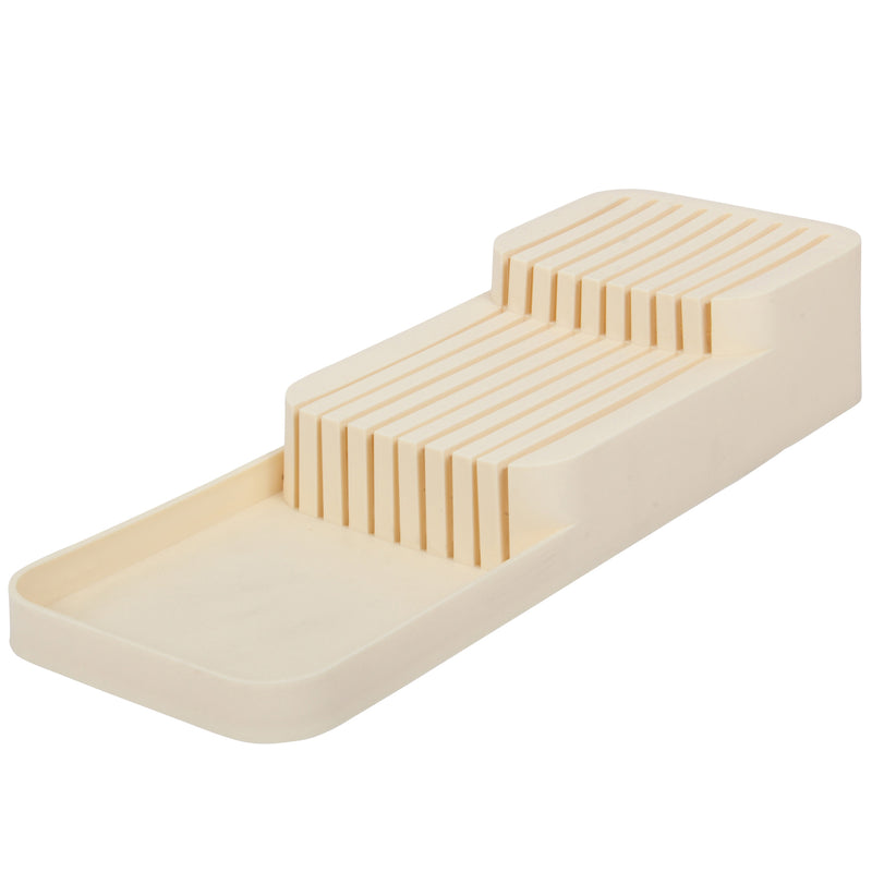 Knife Organiser. 2-Tier Horizontal Knife Block. Drawer Organizer. (Cream)