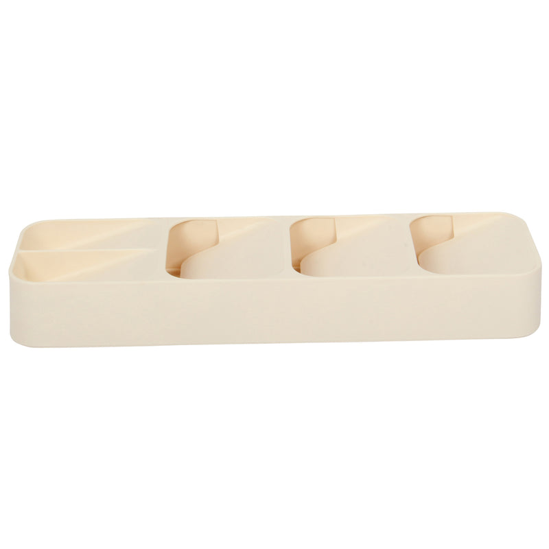 Cutlery Organiser. 5 Compartment Small Cutlery Tray. Drawer Organiser. (Cream)