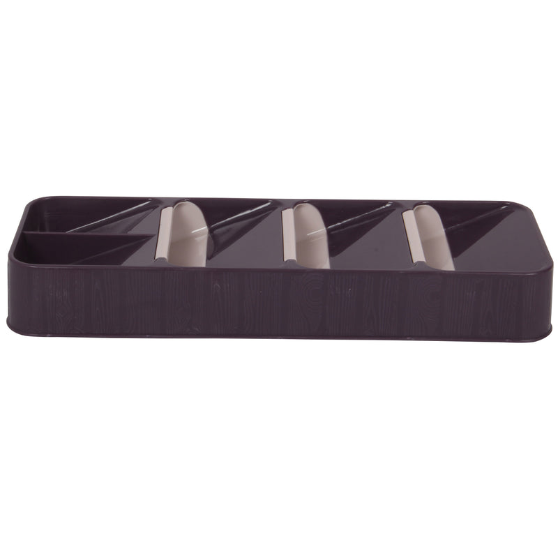 Cutlery Organiser. 5 Compartment Cutlery Tray. Drawer Organiser. (Purple)