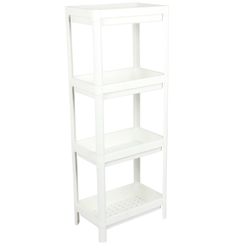 Kitchen Bathroom Shelf Organiser. 4 Tier Vegetable Rack Unit. (White)