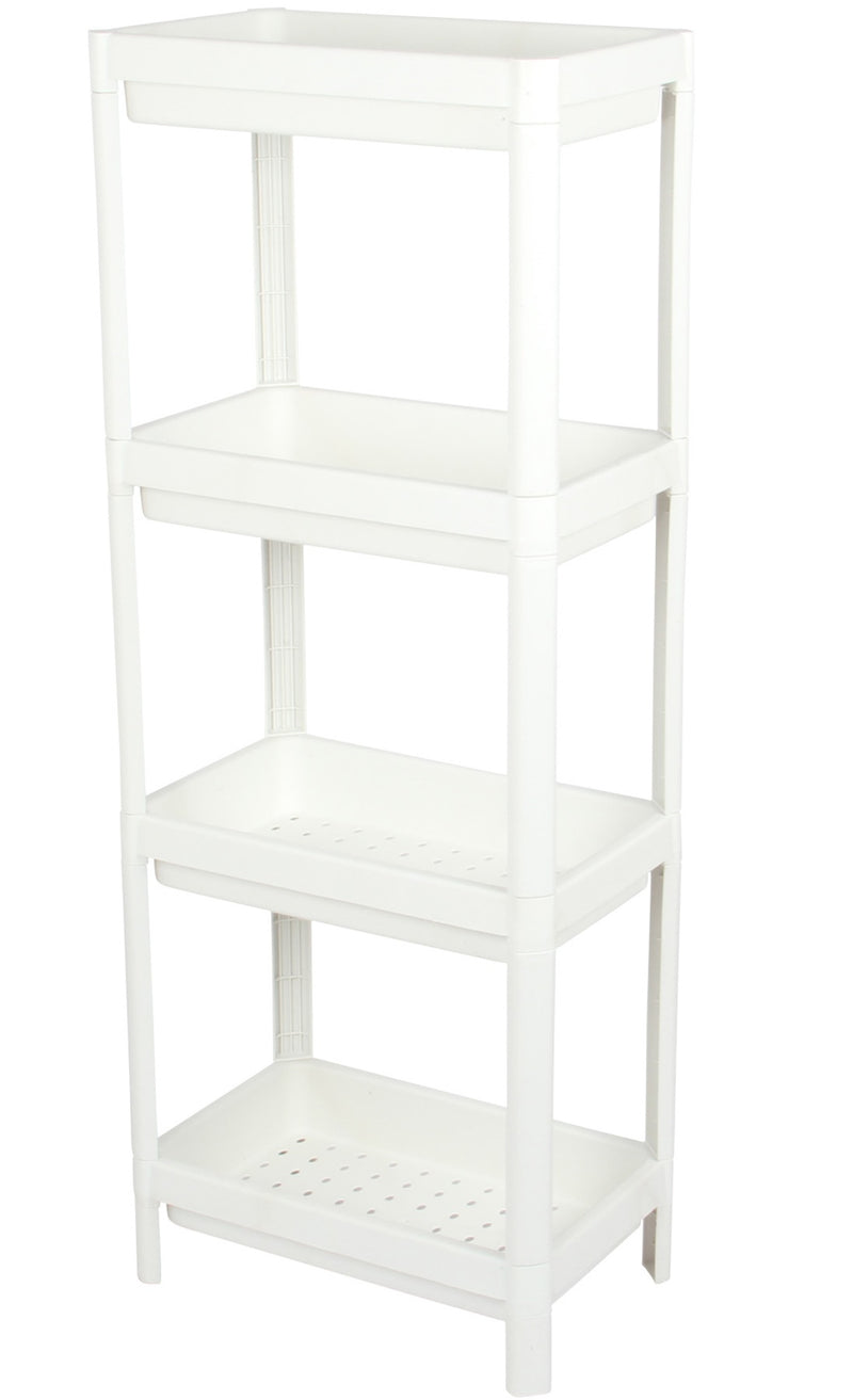 Kitchen Bathroom Shelf Organiser. 4 Tier Vegetable Rack Unit. (White)
