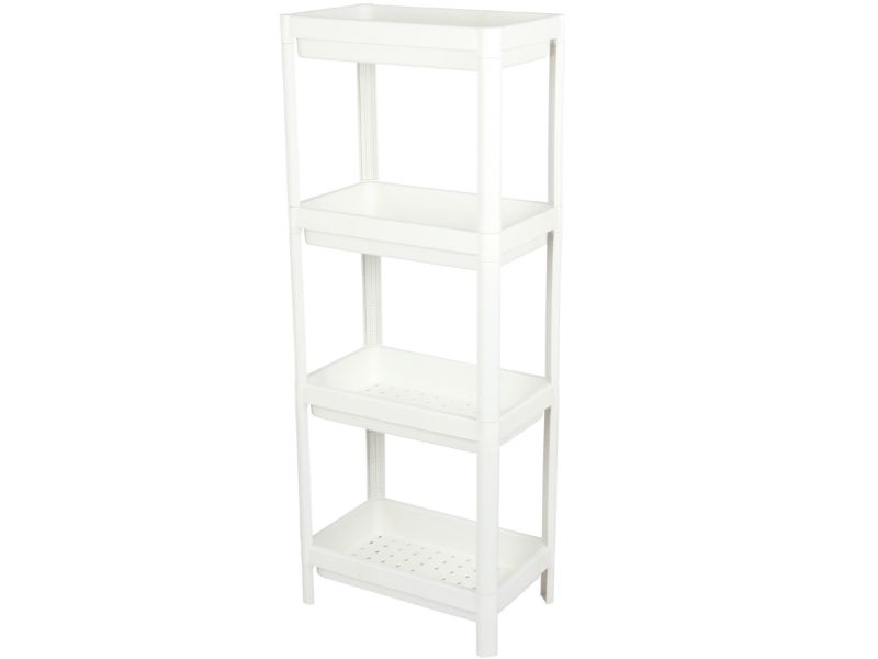 Kitchen Bathroom Shelf Organiser. 4 Tier Vegetable Rack Unit. (White)