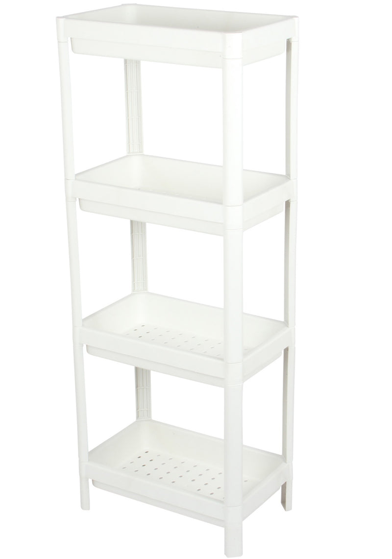 Kitchen Bathroom Shelf Organiser. 4 Tier Vegetable Rack Unit. (White)