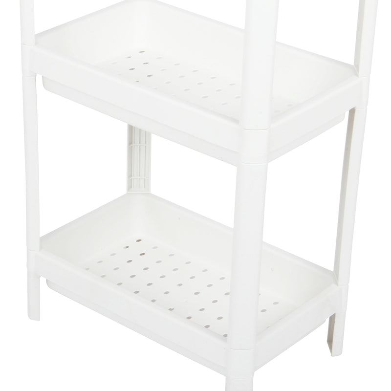 Kitchen Bathroom Shelf Organiser. 4 Tier Vegetable Rack Unit. (White)