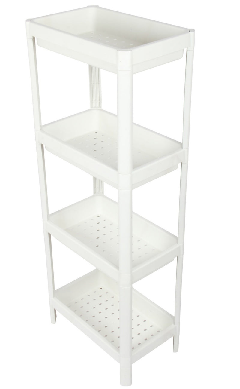 Kitchen Bathroom Shelf Organiser. 4 Tier Vegetable Rack Unit. (White)