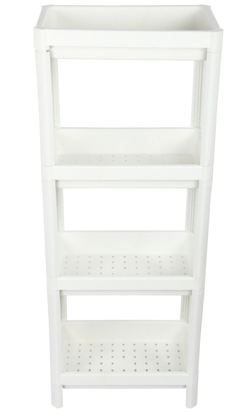 Kitchen Bathroom Shelf Organiser. 4 Tier Vegetable Rack Unit. (White)