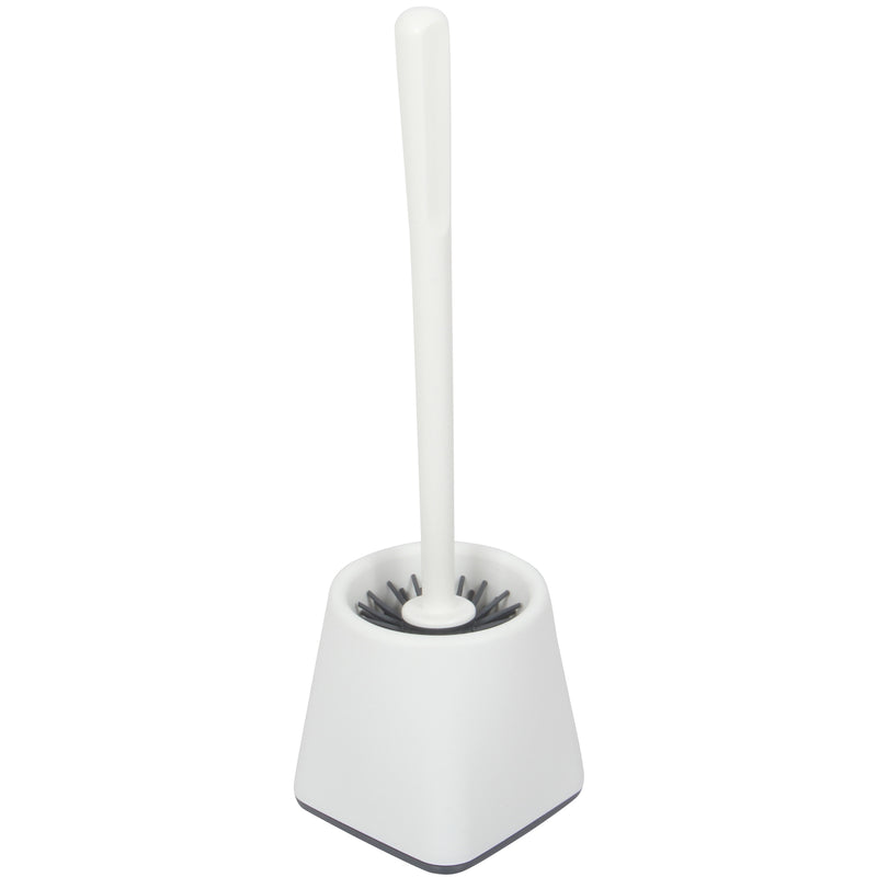 Silicone Toilet Brush. Toilet Brush with Holder. Square Toilet Brush. (White)