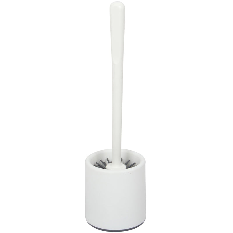 Silicone Toilet Brush. Toilet Brush with Holder. Round Toilet Brush. (White)
