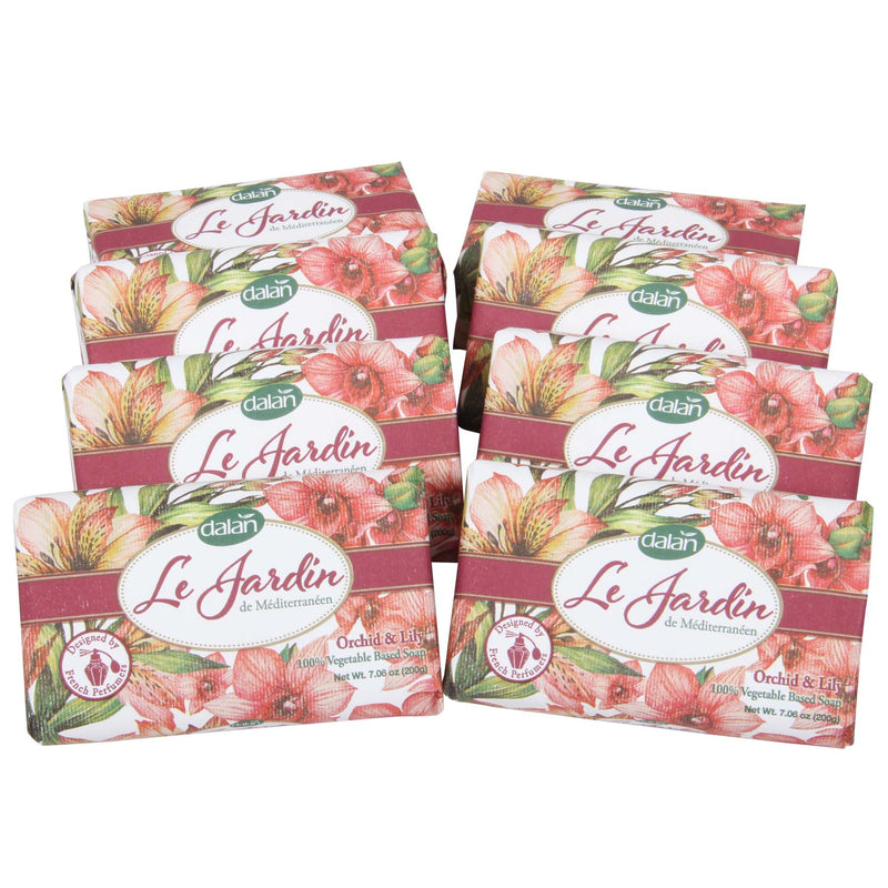 Orchid & Lily Vegetable Soap Bar - Exquisite Scented Soap (Pack of 8, 200g Each)