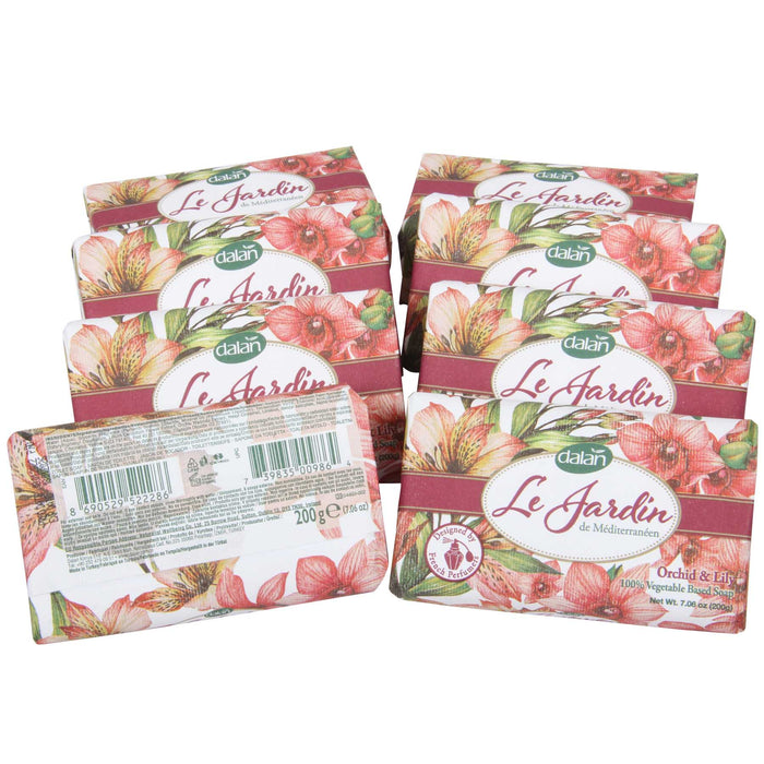 Orchid & Lily Vegetable Soap Bar - Exquisite Scented Soap (Pack of 8, 200g Each)