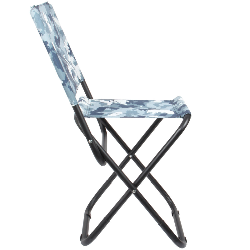 Folding Stool with Backrest. Camping Stool. Lightweight Fishing Seat Stool. (Blue)