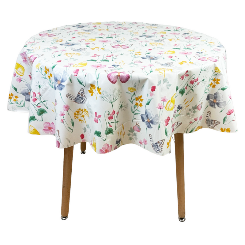 Round Tablecloth. (140 cm) Wipe Clean PVC Table Cloth. Waterproof Table Cover.