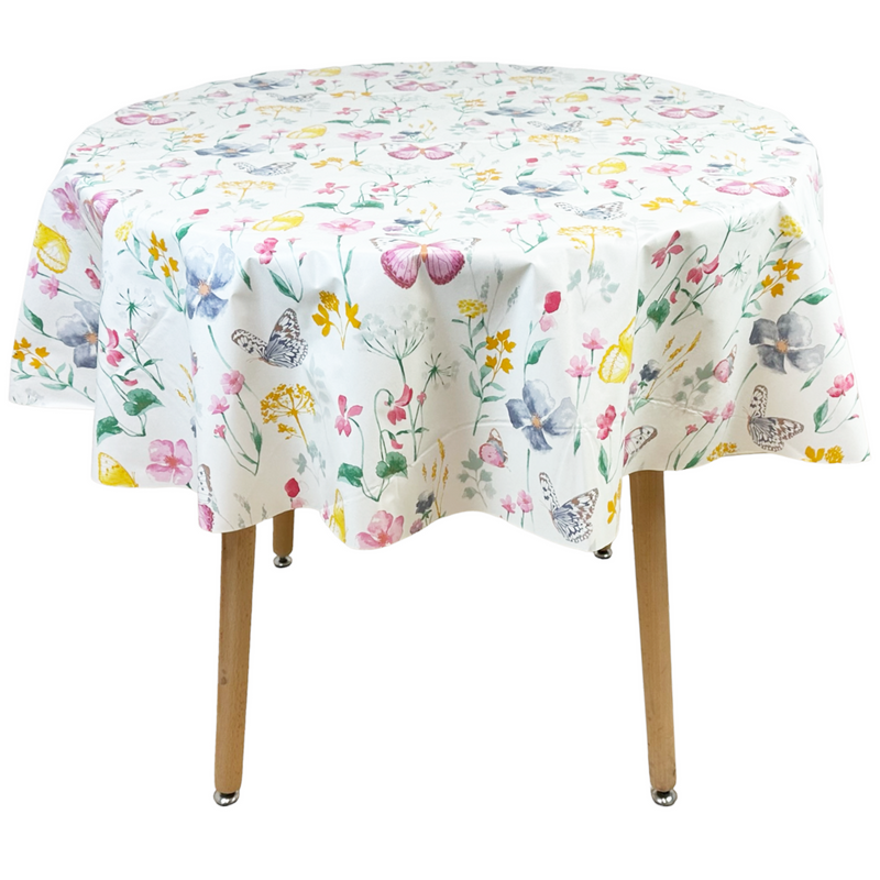Round Tablecloth. (140 cm) Wipe Clean PVC Table Cloth. Waterproof Table Cover.