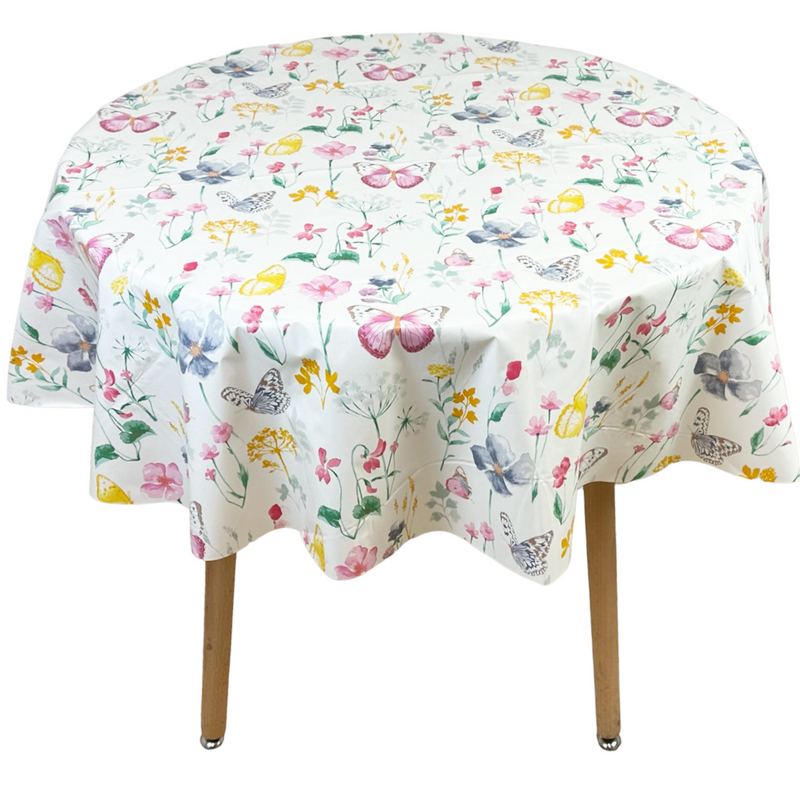 Round Tablecloth. (140 cm) Wipe Clean PVC Table Cloth. Waterproof Table Cover.