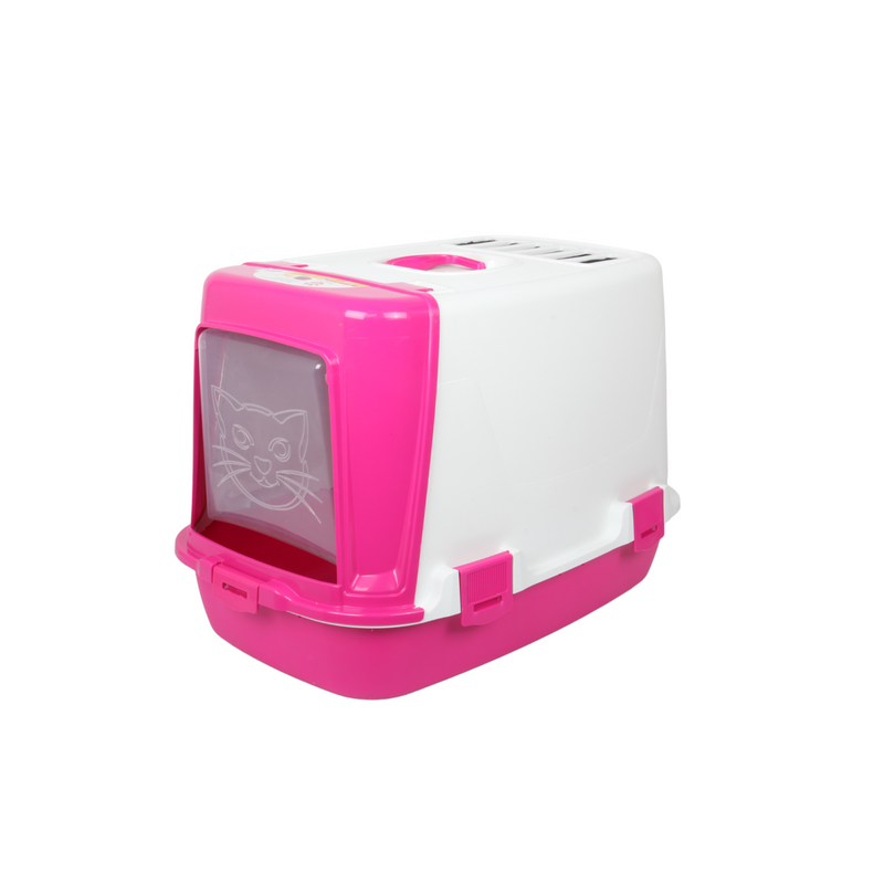 Pet Hooded Litter Tray Box with Scoop. Carbon Filter Litter Box.