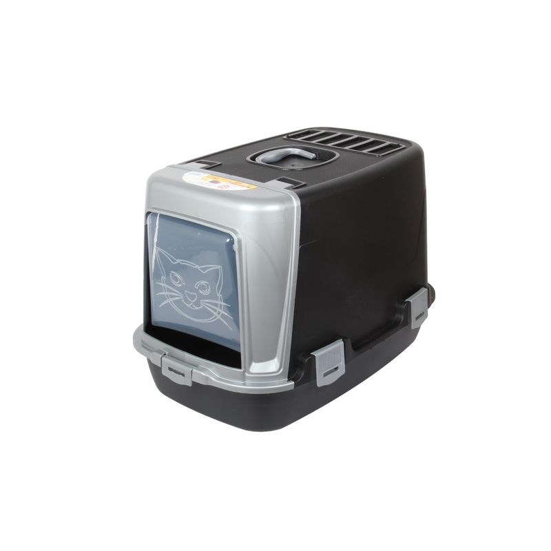 Pet Hooded Litter Tray Box with Scoop. Carbon Filter Litter Box.