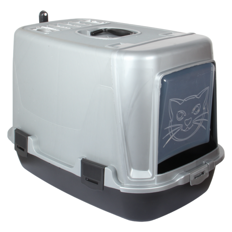Pet Hooded Litter Tray Box with Scoop. Carbon Filter Litter Box.