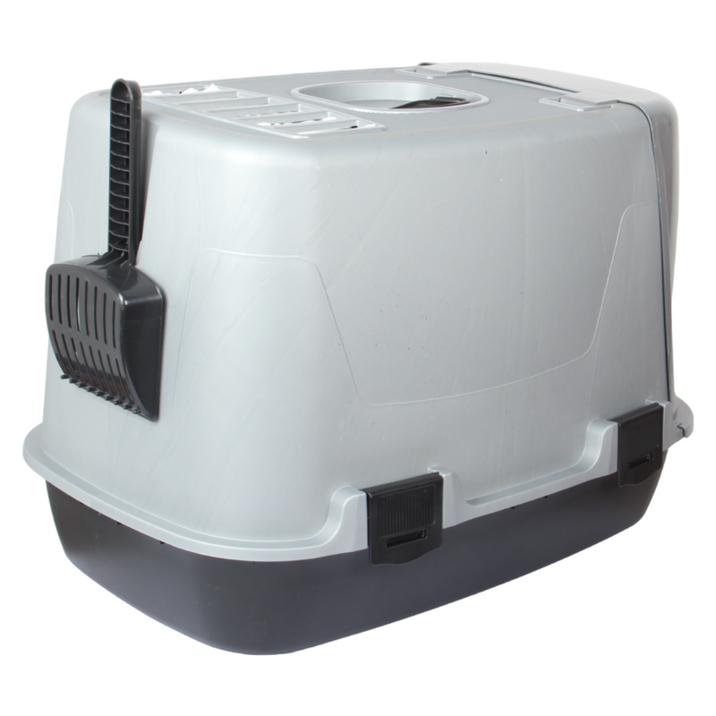 Pet Hooded Litter Tray Box with Scoop. Carbon Filter Litter Box.