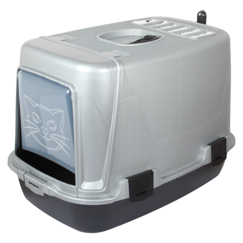 Pet Hooded Litter Tray Box with Scoop. Carbon Filter Litter Box.