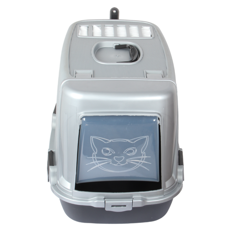 Pet Hooded Litter Tray Box with Scoop. Carbon Filter Litter Box.