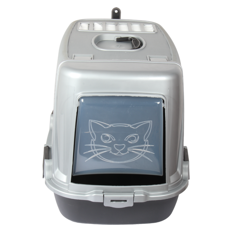 Pet Hooded Litter Tray Box with Scoop. Carbon Filter Litter Box.
