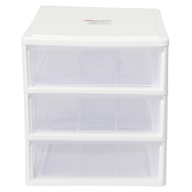 Small Storage Unit with Drawers. 3 Tier Desktop Storage Tower.