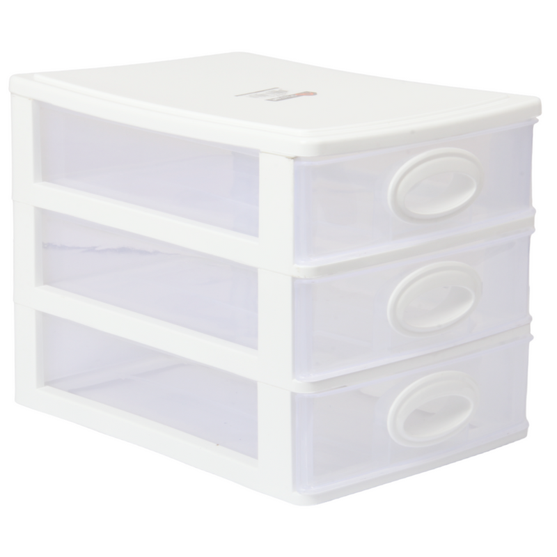 Small Storage Unit with Drawers. 3 Tier Desktop Storage Tower.